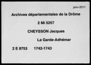 3 novembre 1742-18 juin 1743