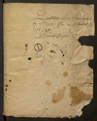 17 septembre 1773-12 juillet 1778