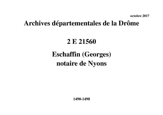 Notes brèves (1490-1498).