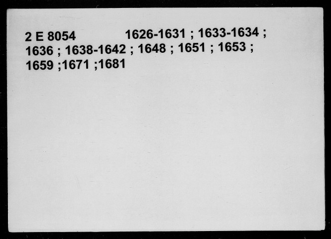 1er janvier 1626-27 septembre 1681