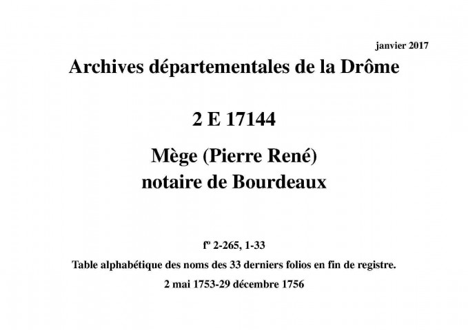 2 mai 1753-29 décembre 1756