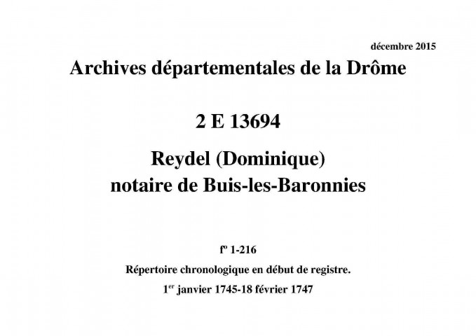 1er janvier 1745-18 février 1747