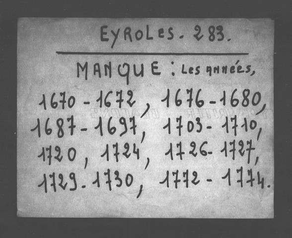 Baptêmes, mariages, sépultures (1669-1792).