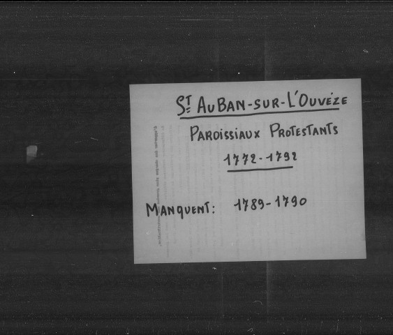 Religion protestante. - Baptêmes, mariages, sépultures (1772-1792).
