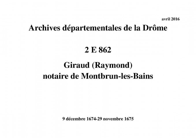 9 décembre 1674-29 novembre 1675