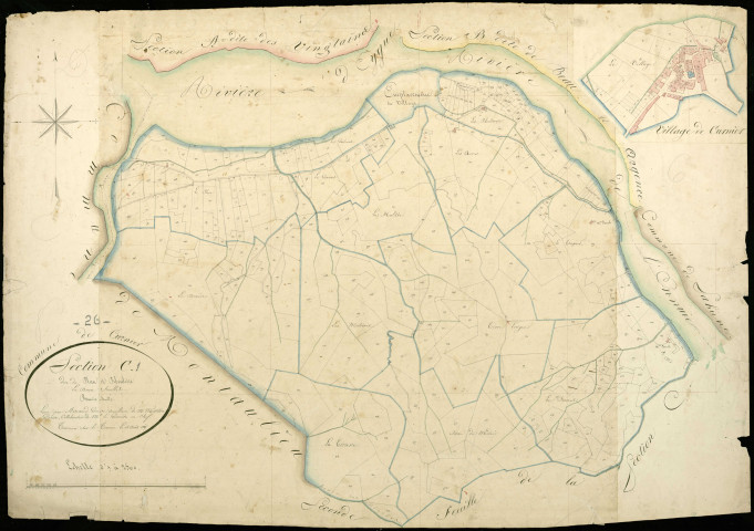 Section C1, Plan (le) et Piboulière. Village (agrandissement).