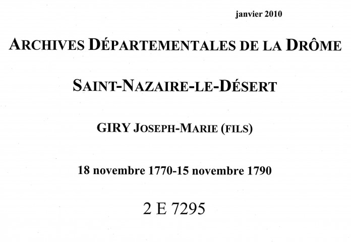 18 novembre 1770-15 novembre 1790