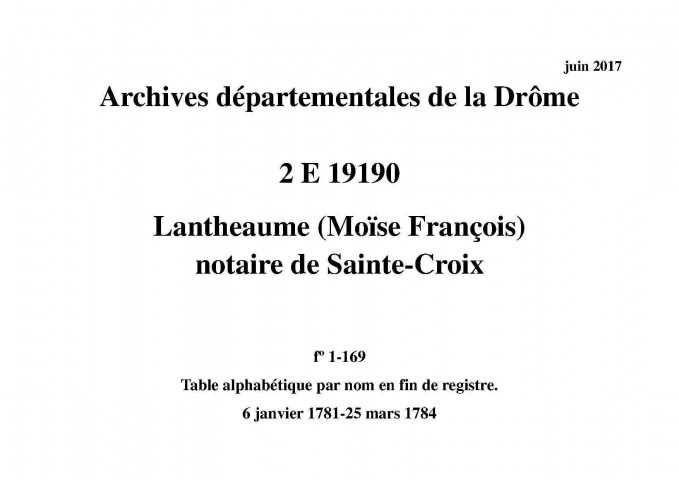 6 janvier 1781-25 mars 1784