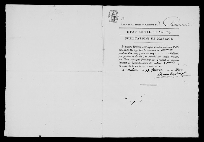 Publications de mariages (an XIII-1822).