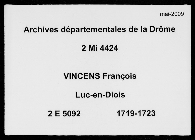 10 octobre 1719-30 avril 1723