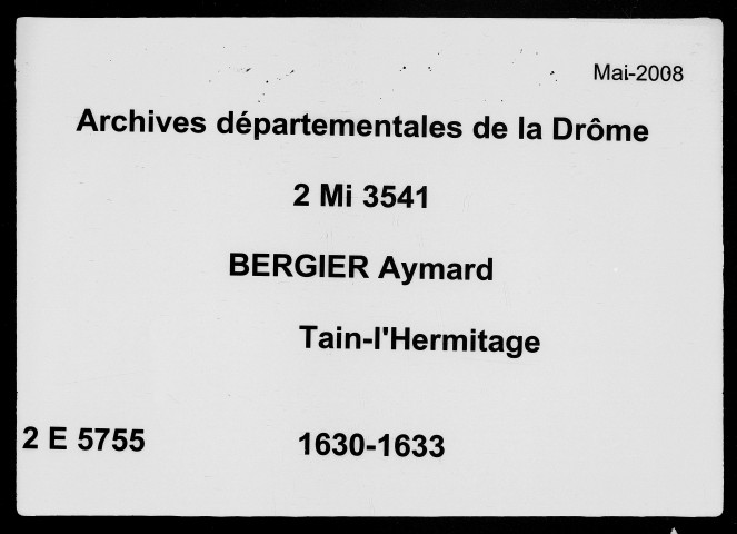 7 février 1630-9 novembre 1633