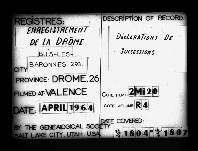  1er pluviôse an XII - 14 juin 1807