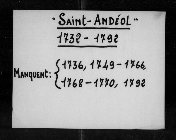 Religion catholique. - Baptêmes, mariages, sépultures (1732-1791).