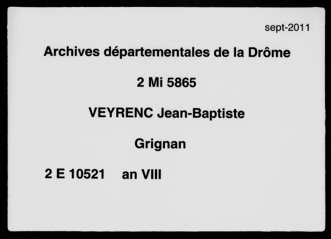 1er vendémiaire-1er jour complémentaire an VIII