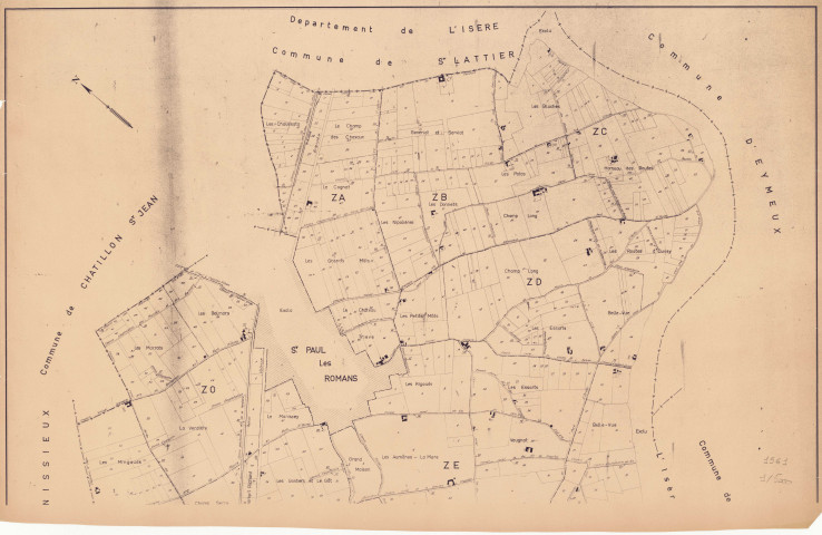 Plan de remembrement, partie haute. 1961.