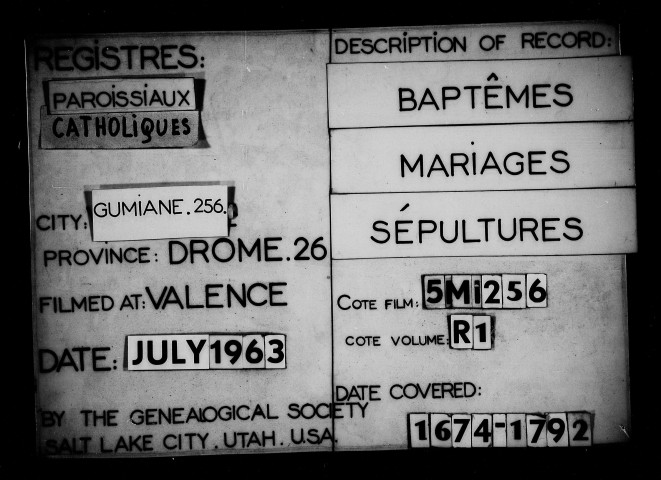 Baptêmes, mariages, sépultures (1674-1792).