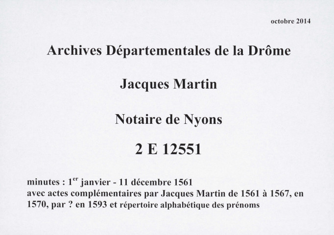 27 décembre 1560-23 novembre 1561