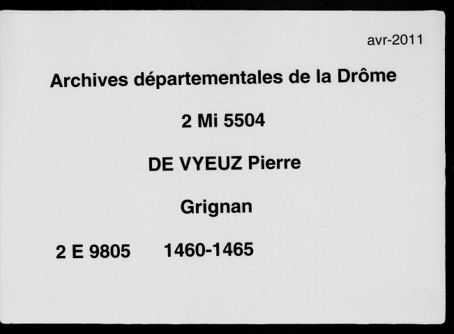 21 octobre 1460-7 mars 1465
