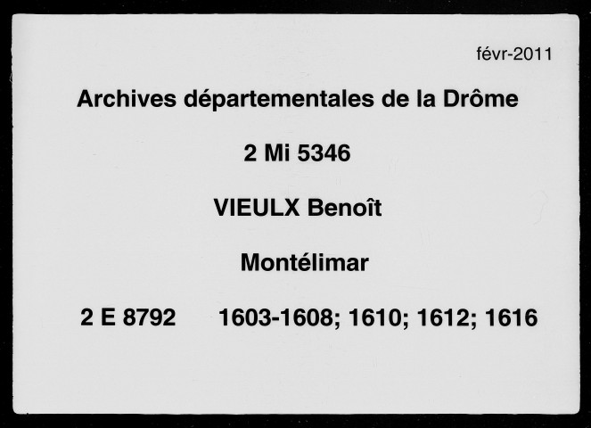 2 janvier 1603-3 février 1616