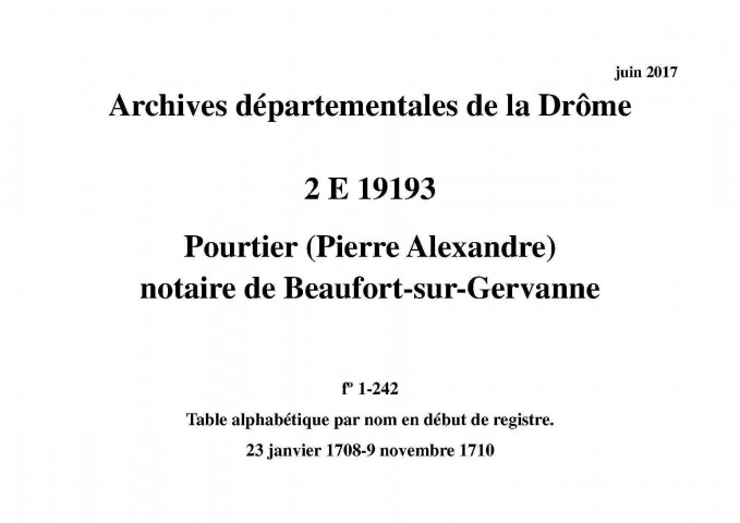 23 janvier 1708-9 novembre 1710