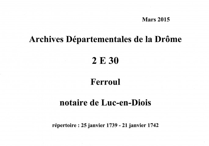 25 janvier 1739-21 janvier 1742