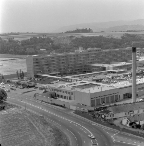 Vue aérienne du centre hospitalier.