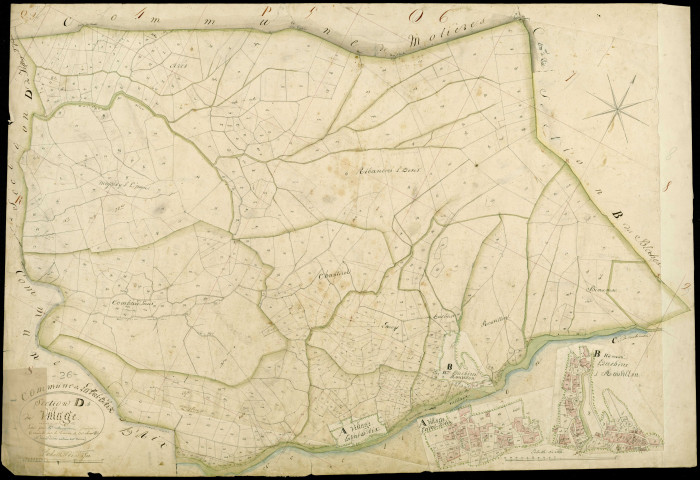 Section D1, Village (le). Village, Duchères et Rouvillon (hameau de) (agrandissements).