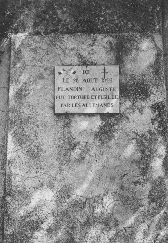 40. Brigade de Valence. Nature de la commémoration : stèle. Lieu : Beaumont-lès-Valence. Nombre de victimes, fusillées : 1. Circonstances : fusillée après arrestation et torture le 28 août 1944.