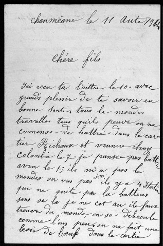 Lettres de Noémie à son fils Augustin.