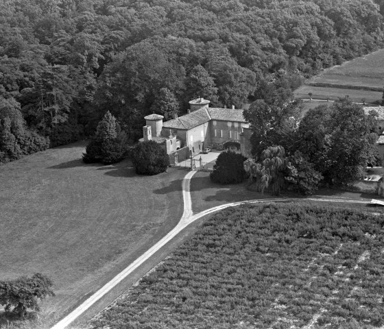 Vue aérienne du château de la Gardette maison forte du XIIIe siècle, remaniée au XVIe siècle.