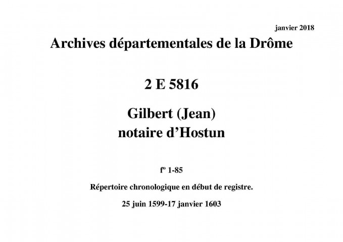 25 juin 1599-17 janvier 1603