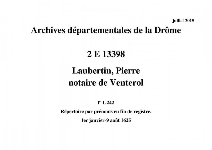 1er janvier-9 août 1625