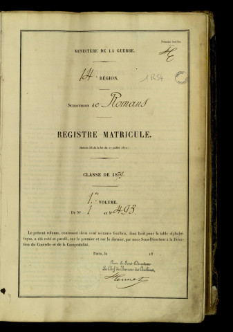 n°1-493 avec table alphabétique.