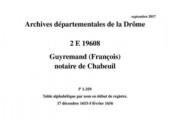 17 décembre 1653-5 février 1656