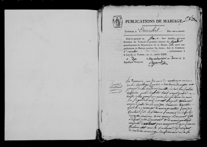 Publications de mariages (an XII-1846).