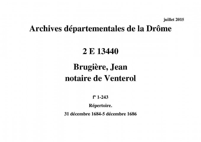 31 décembre 1684-5 décembre 1686