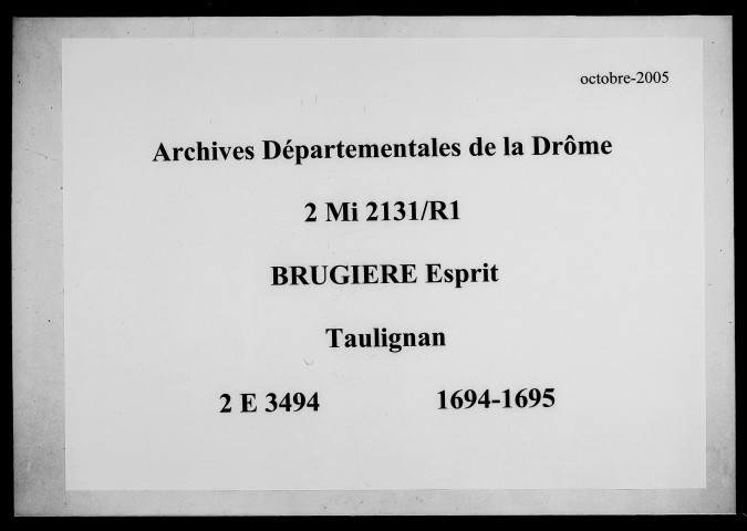 7 novembre 1694-31 décembre 1695