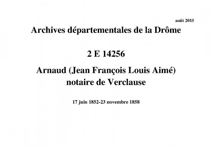 17 juin 1852-23 novembre 1858