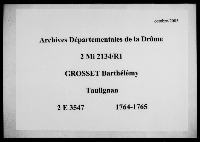 1er janvier 1764-12 décembre 1765