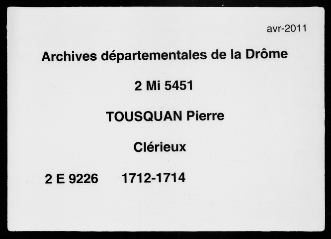 15 octobre 1712-30 décembre 1714