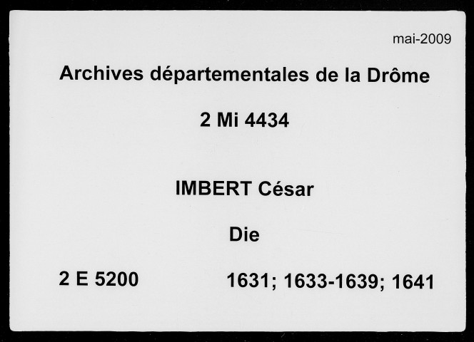 5 janvier 1631-4 novembre 1641