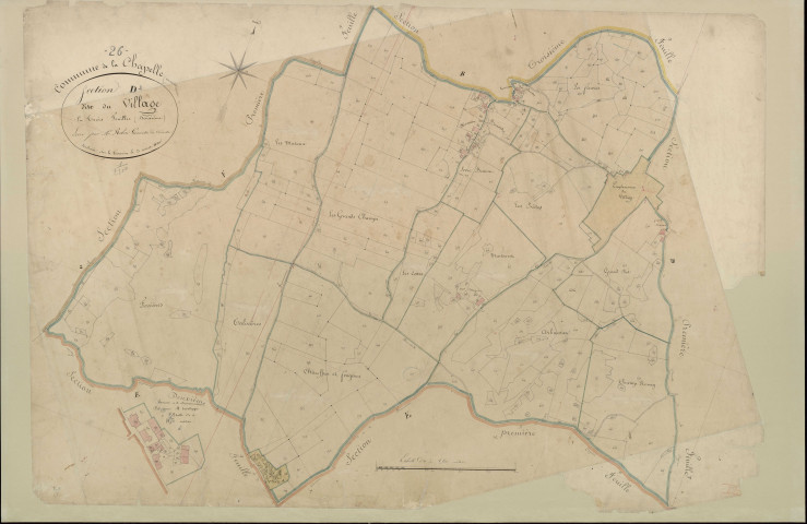Section D2, Village (le). Franconnière (hameau de la) (agrandissement).