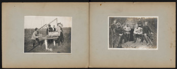 Poste de visée. Soldats devant un abri.