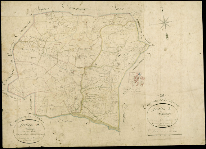 Section A, Village (le) Village (agrandissement). Section B, Bequarre.