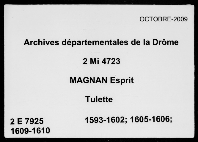 1er janvier 1593-4 janvier 1610