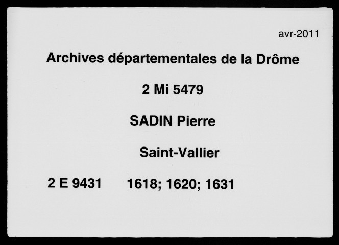 4 janvier 1618-3 mai 1631