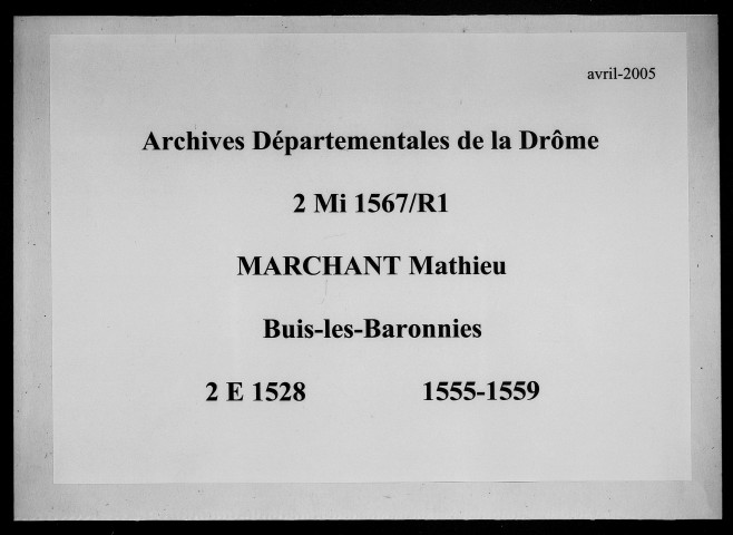 12 janvier 1555-13 décembre 1559