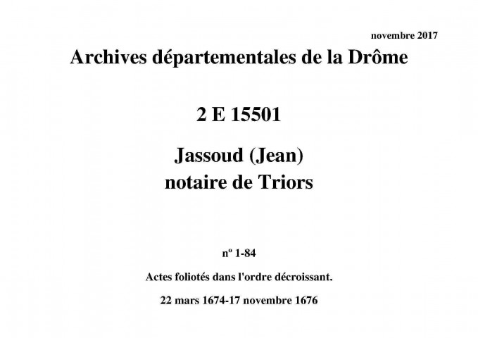 22 mars 1674-17 novembre 1676