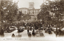 Valence.- Marché de primeurs et de fleurs, place des Clercs.