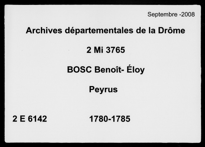 23 juillet 1780-20 octobre 1785